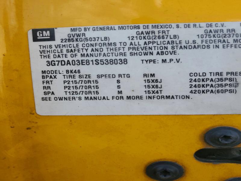 Продажа на аукционе авто 2001 Pontiac Aztek, vin: 3G7DA03E81S538038, номер лота: 67282436