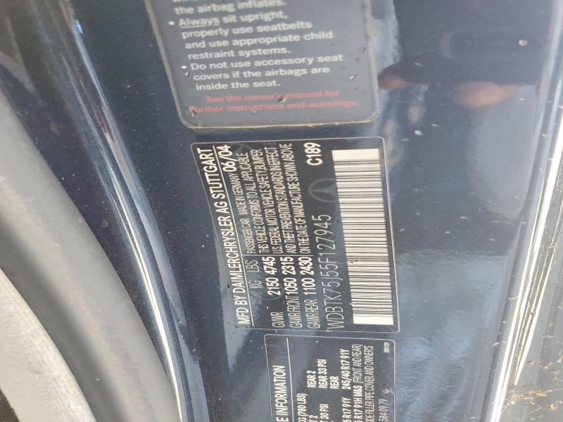 63074246 :رقم المزاد ، WDBTK75J55F127945 vin ، 2005 Mercedes-benz Clk مزاد بيع