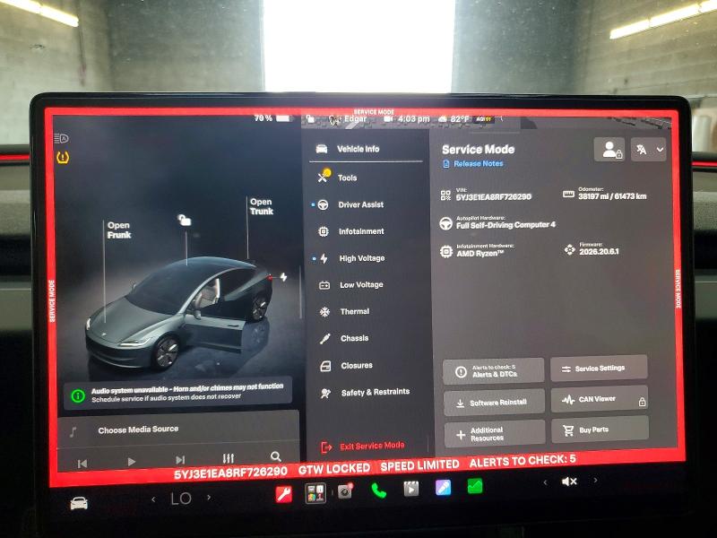 Aukcja sprzedaży 2024 Tesla Model 3, vin: 5YJ3E1EA8RF726290, numer aukcji: 64891146