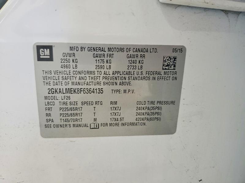 Aukcja sprzedaży 2015 Gmc Terrain, vin: 2GKALMEK8F6364135, numer aukcji: 65577676