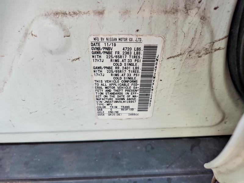 66764596 :رقم المزاد ، JN8AT2MVXLW124957 vin ، 2020 Nissan Rogue مزاد بيع
