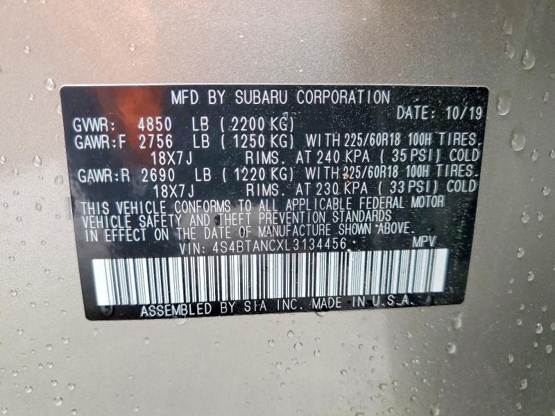 Aukcja sprzedaży 2020 Subaru Outback, vin: 4S4BTANCXL3134456, numer aukcji: 66317836