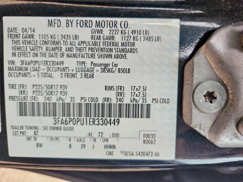 2014 Ford Fusion მანქანა იყიდება აუქციონზე, vin: 3FA6P0PU1ER330449, აუქციონის ნომერი: 63999726