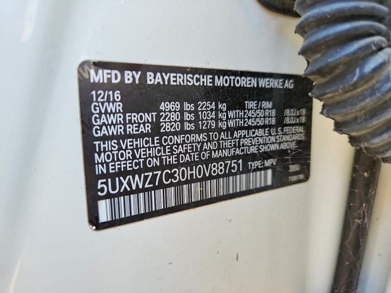 Aukcja sprzedaży 2017 Bmw X3, vin: 5UXWZ7C30H0V88751, numer aukcji: 65712246