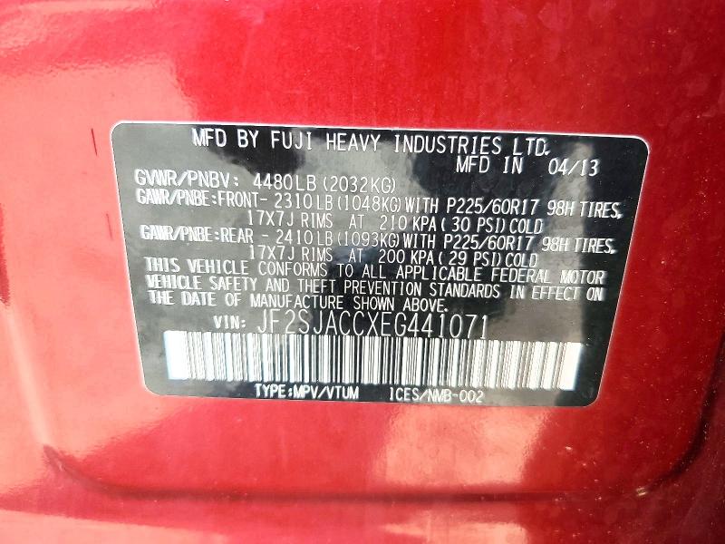 Aukcja sprzedaży 2014 Subaru Forester, vin: JF2SJACCXEG441071, numer aukcji: 65636136