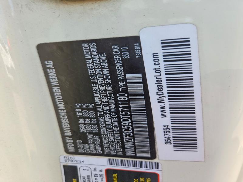 Auction sale of the 2013 Mini Cooper, vin: WMWZF3C59DT571180, lot number: 63356736