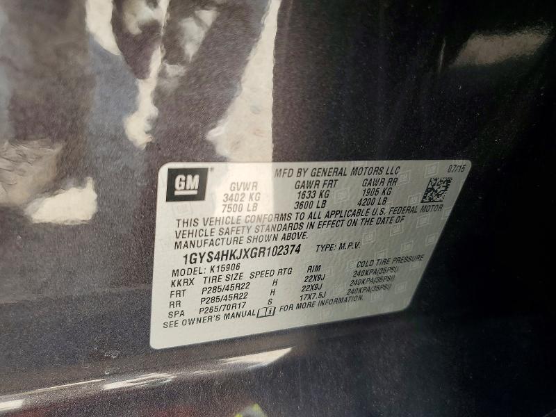 Продаж на аукціоні авто 2016 Cadillac Escalade, vin: 1GYS4HKJXGR102374, номер лоту: 64632446
