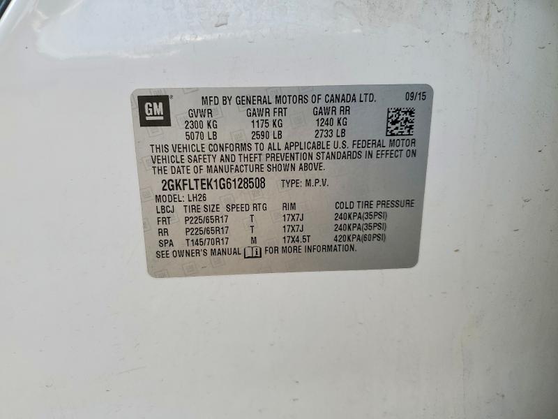 66357416 :رقم المزاد ، 2GKFLTEK1G6128508 vin ، 2016 Gmc Terrain مزاد بيع