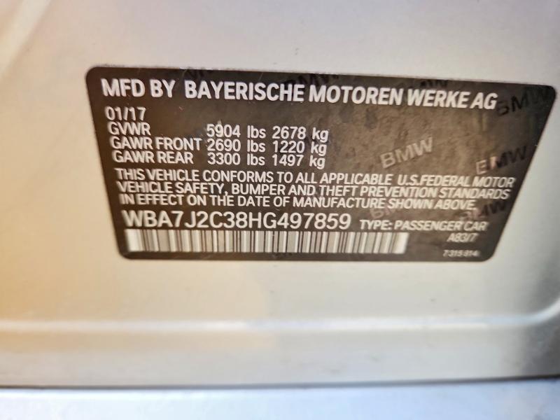 Aukcja sprzedaży 2017 Bmw 740, vin: WBA7J2C38HG497859, numer aukcji: 62788816