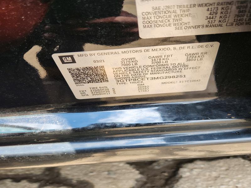Продажа на аукционе авто 2021 Gmc Sierra, vin: 3GTP8CET3MG298251, номер лота: 63130476