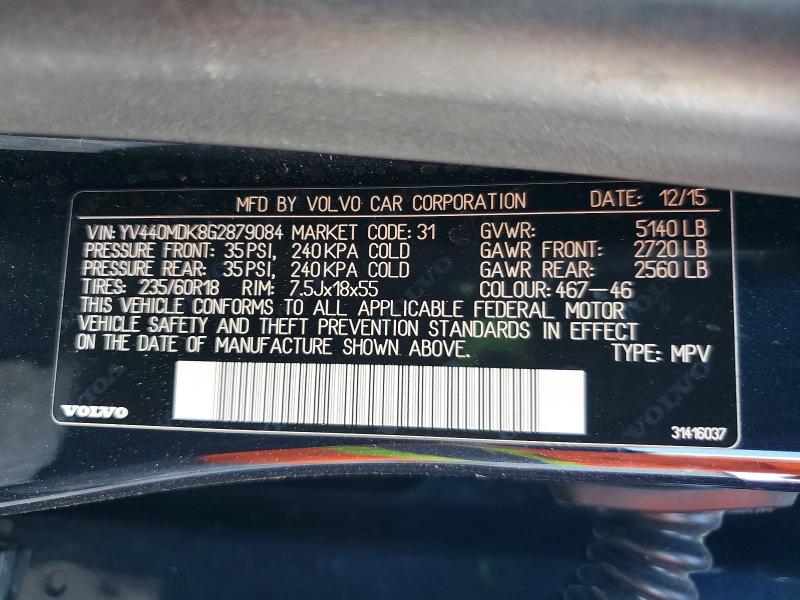 Aukcja sprzedaży 2016 Volvo Xc60, vin: YV440MDK8G2879084, numer aukcji: 64982996