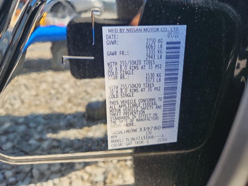66772196 :رقم المزاد ، 5N1DL1HU3NC339780 vin ، 2022 Infiniti Qx60 مزاد بيع