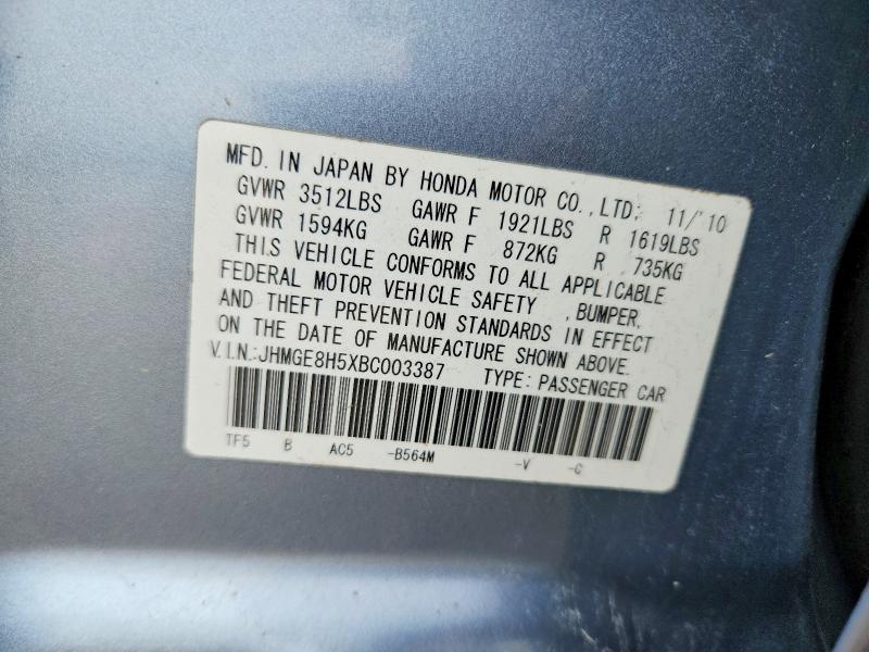 Продаж на аукціоні авто 2011 Honda Fit, vin: JHMGE8H5XBC003387, номер лоту: 64690396