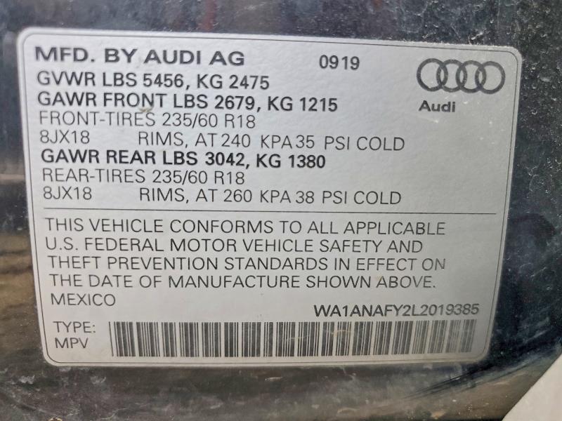 65125116 :رقم المزاد ، WA1ANAFY2L2019385 vin ، 2020 Audi Q5 مزاد بيع