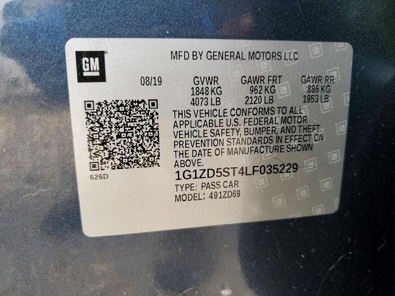 66550856 :رقم المزاد ، 1G1ZD5ST4LF035229 vin ، 2020 Chevrolet Malibu مزاد بيع