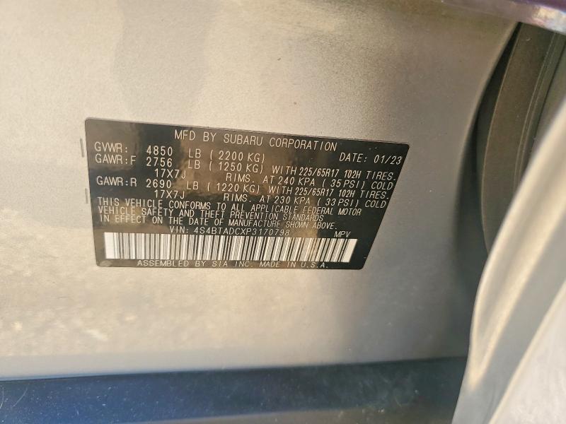 64651826 :رقم المزاد ، 4S4BTADCXP3170798 vin ، 2023 Subaru Outback مزاد بيع