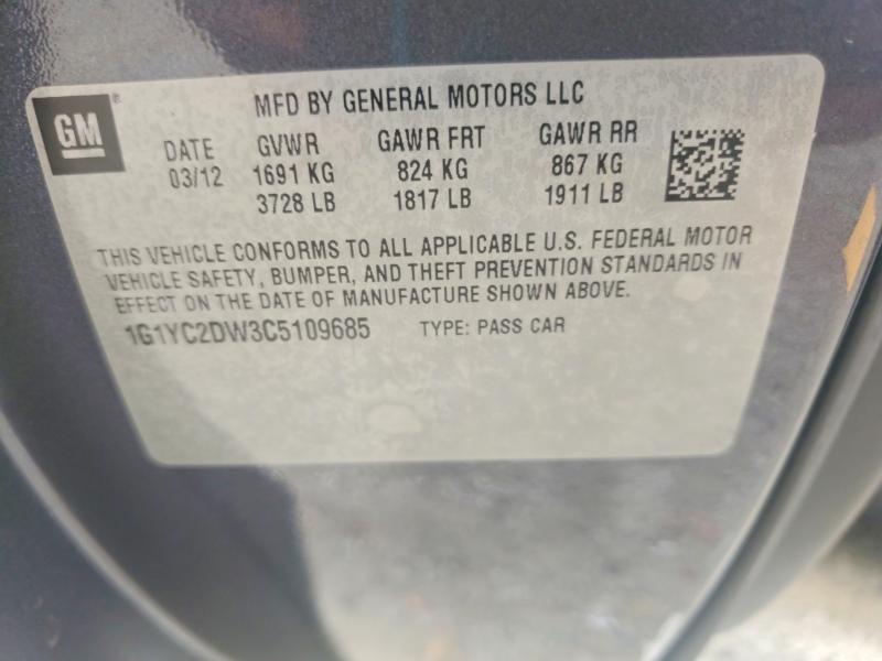 65332136 :رقم المزاد ، 1G1YC2DW3C5109685 vin ، 2012 Chevrolet Corvette مزاد بيع
