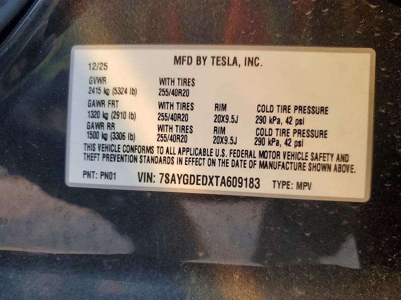 Продажа на аукционе авто 2026 Tesla Model Y, vin: 7SAYGDEDXTA609183, номер лота: 65876176