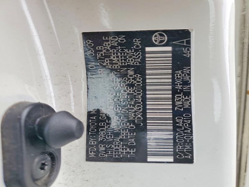 2010 Toyota Prius მანქანა იყიდება აუქციონზე, vin: JTDKN3DU4A0010069, აუქციონის ნომერი: 65190366