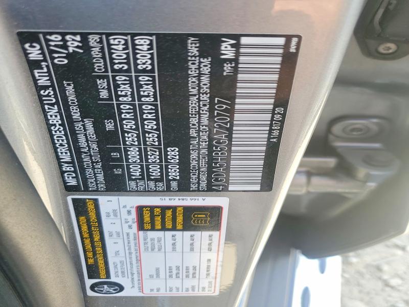 65099266 :رقم المزاد ، 4JGDA5HB5GA720797 vin ، 2016 Mercedes-benz Gle مزاد بيع