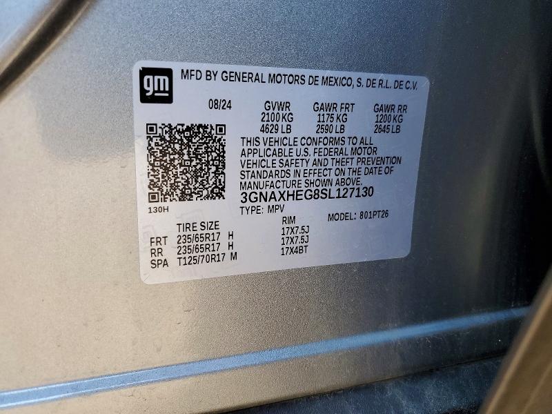 63502726 :رقم المزاد ، 3GNAXHEG8SL127130 vin ، 2025 Chevrolet Equinox مزاد بيع