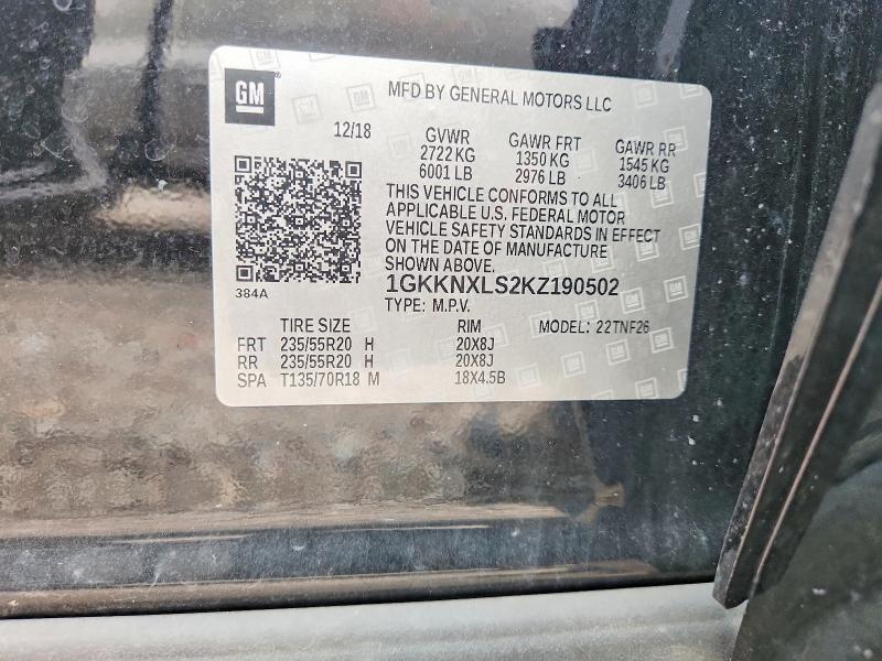 Aukcja sprzedaży 2019 Gmc Acadia, vin: 1GKKNXLS2KZ190502, numer aukcji: 64516786