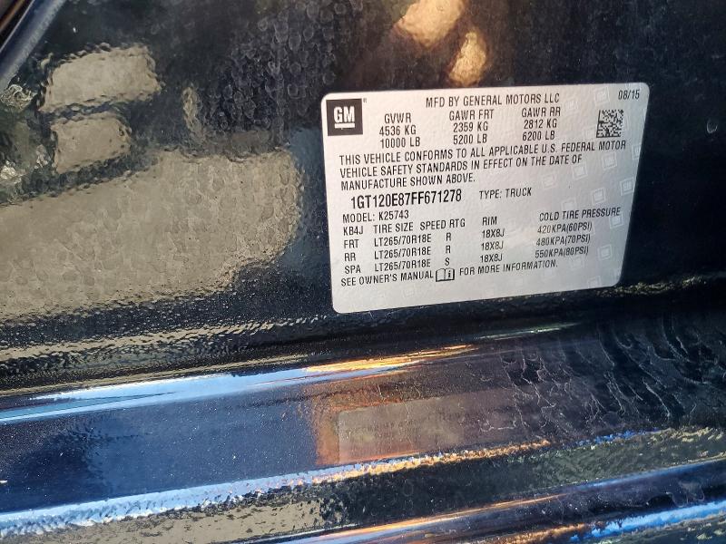 Продаж на аукціоні авто 2015 Gmc Sierra, vin: 1GT120E87FF671278, номер лоту: 67270166