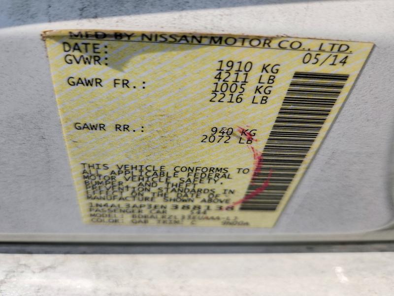 63953186 :رقم المزاد ، 1N4AL3AP3EN388138 vin ، 2014 Nissan Altima مزاد بيع