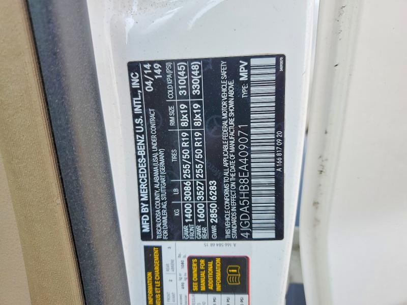 Продаж на аукціоні авто 2014 Mercedes-benz Ml, vin: 4JGDA5HB8EA409071, номер лоту: 67144946