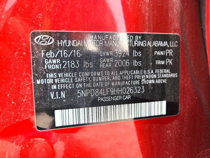 66816956 :رقم المزاد ، 5NPD84LF9HH026323 vin ، 2017 Hyundai Elantra مزاد بيع