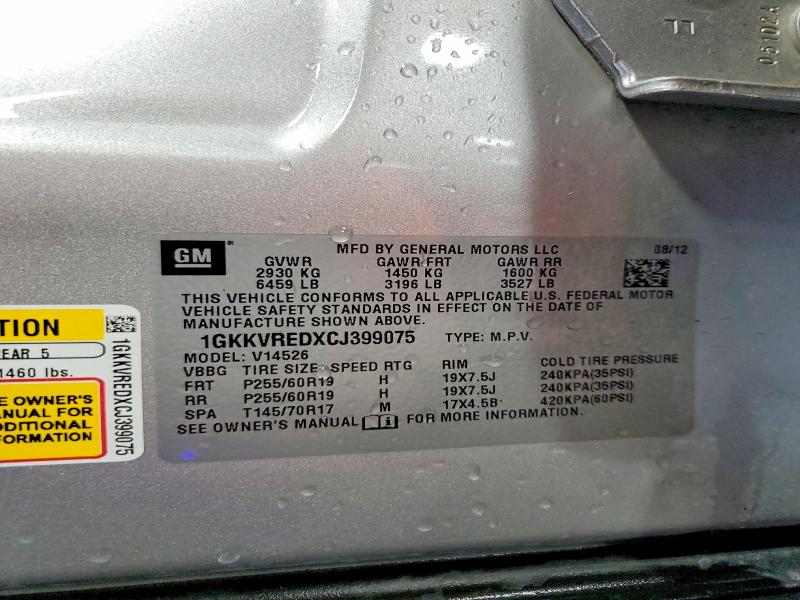 Aukcja sprzedaży 2012 Gmc Acadia, vin: 1GKKVREDXCJ399075, numer aukcji: 64321366