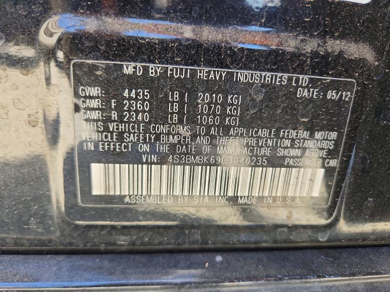 Продажа на аукционе авто 2012 Subaru Legacy, vin: 4S3BMBK69C3040235, номер лота: 62709006