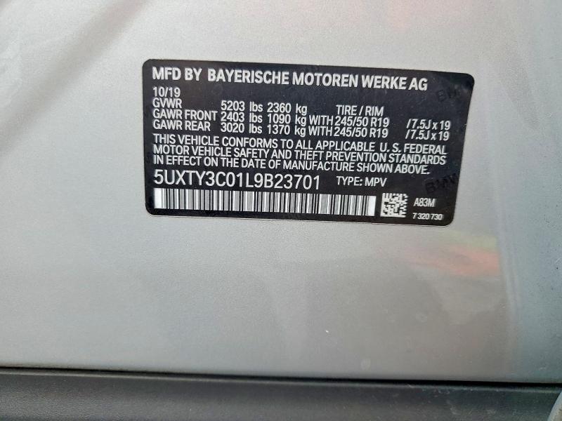 Продаж на аукціоні авто 2020 Bmw X3, vin: 5UXTY3C01L9B23701, номер лоту: 64593426