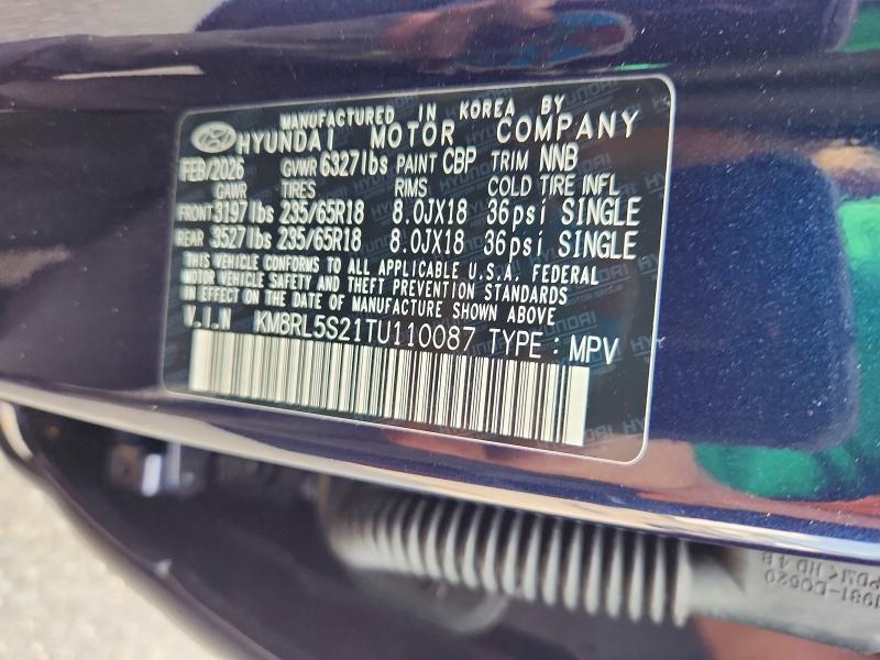 64764766 :رقم المزاد ، KM8RL5S21TU110087 vin ، 2026 Hyundai Palisade مزاد بيع
