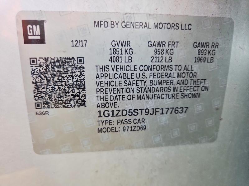 63732996 :رقم المزاد ، 1G1ZD5ST9JF177637 vin ، 2018 Chevrolet Malibu مزاد بيع