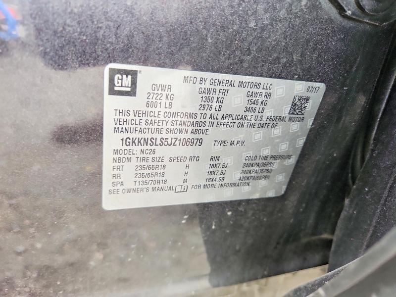 65668446 :رقم المزاد ، 1GKKNSLS5JZ106979 vin ، 2018 Gmc Acadia مزاد بيع