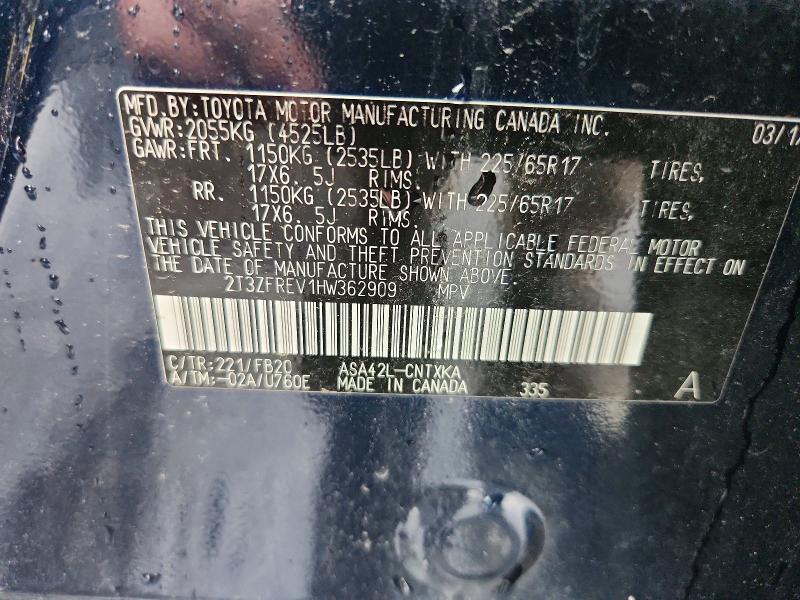 2017 Toyota Rav4 მანქანა იყიდება აუქციონზე, vin: 2T3ZFREV1HW362909, აუქციონის ნომერი: 63845226