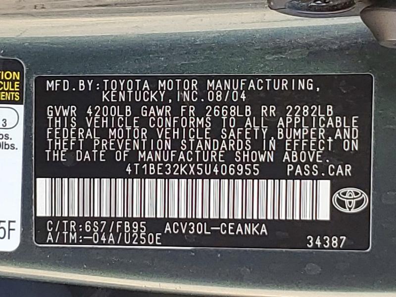 65082046 :رقم المزاد ، 4T1BE32KX5U406955 vin ، 2005 Toyota Camry مزاد بيع