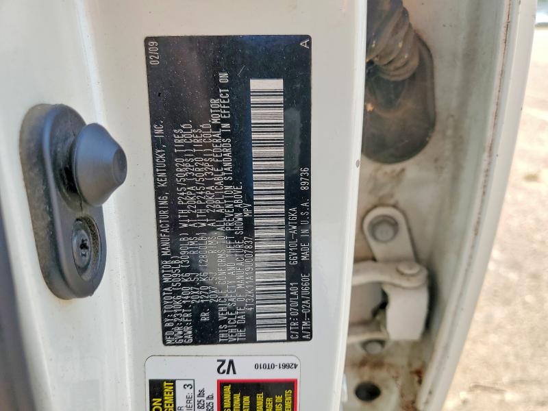 63925406 :رقم المزاد ، 4T3ZK11A19U007837 vin ، 2009 Toyota Venza مزاد بيع