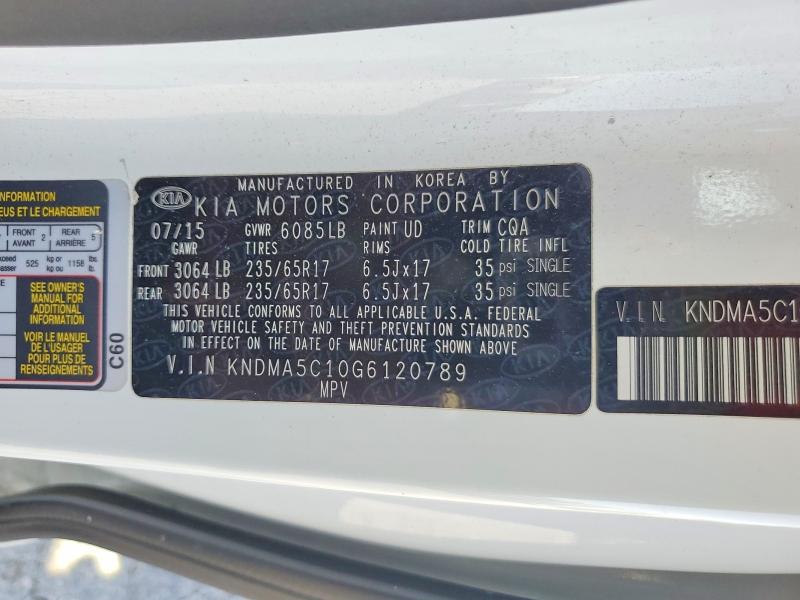 63448836 :رقم المزاد ، KNDMA5C10G6120789 vin ، 2016 Kia Sedona مزاد بيع