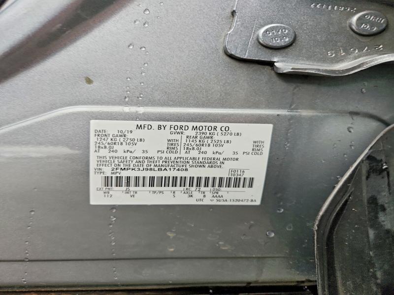 Продаж на аукціоні авто 2020 Ford Edge, vin: 2FMPK3J98LBA17408, номер лоту: 63437226