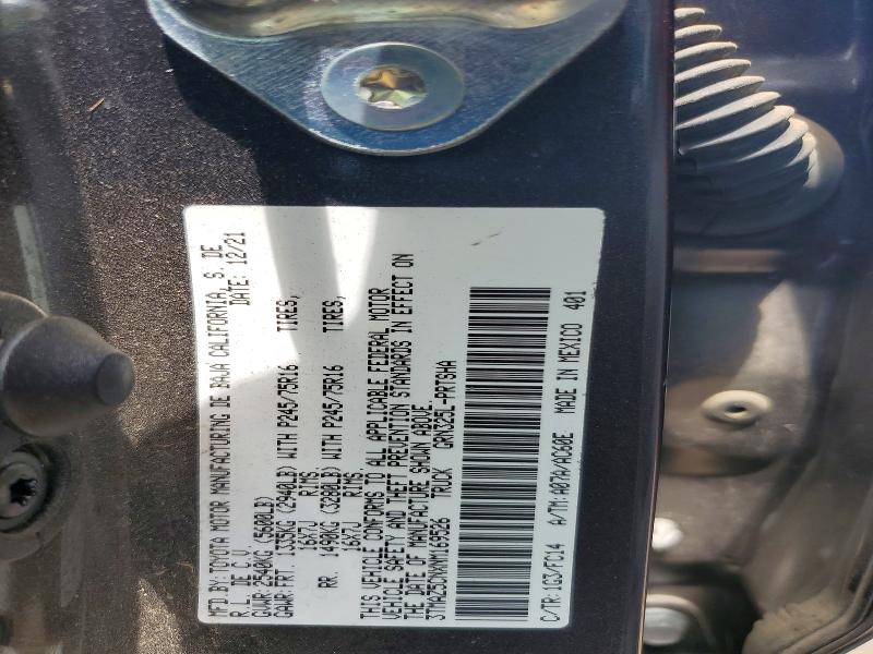 2022 Toyota Tacoma მანქანა იყიდება აუქციონზე, vin: 3TMAZ5CNXNM169526, აუქციონის ნომერი: 66346696