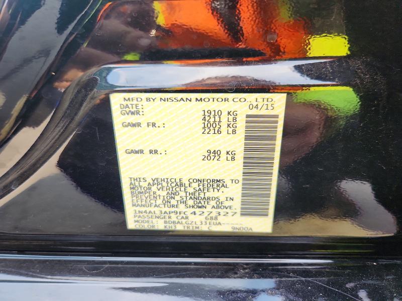 2015 Nissan Altima მანქანა იყიდება აუქციონზე, vin: 1N4AL3AP9FC427327, აუქციონის ნომერი: 63671496