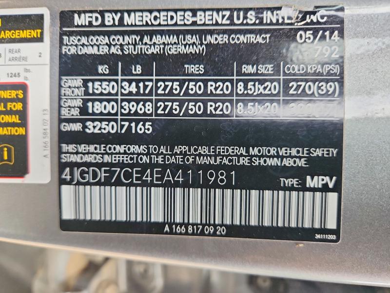 Продажа на аукционе авто 2014 Mercedes-benz Gl, vin: 4JGDF7CE4EA411981, номер лота: 66271346