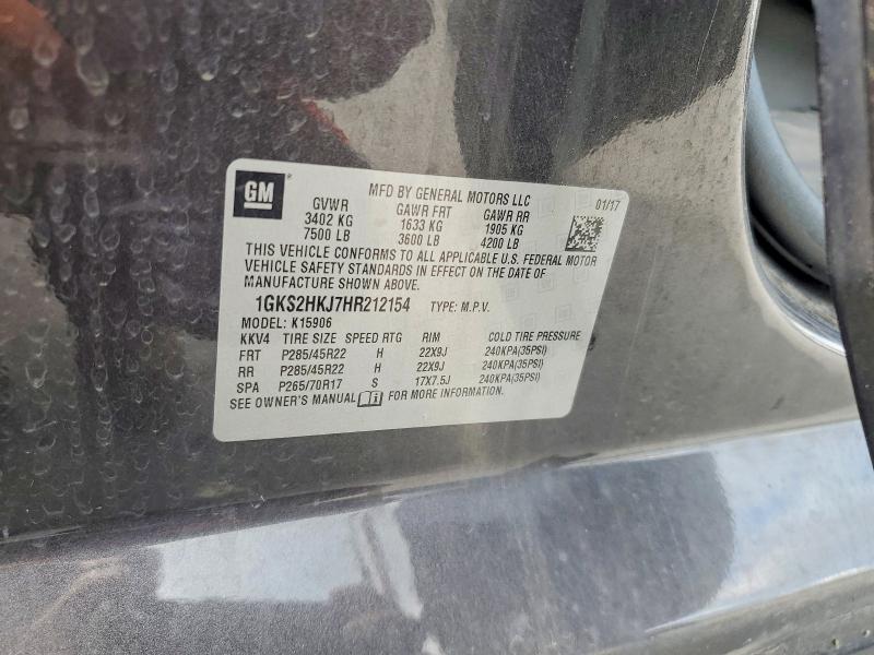 2017 Gmc Yukon Xl მანქანა იყიდება აუქციონზე, vin: 1GKS2HKJ7HR212154, აუქციონის ნომერი: 64223706