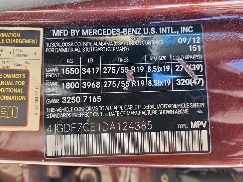 Продаж на аукціоні авто 2013 Mercedes-benz Gl, vin: 4JGDF7CE1DA124385, номер лоту: 67098196