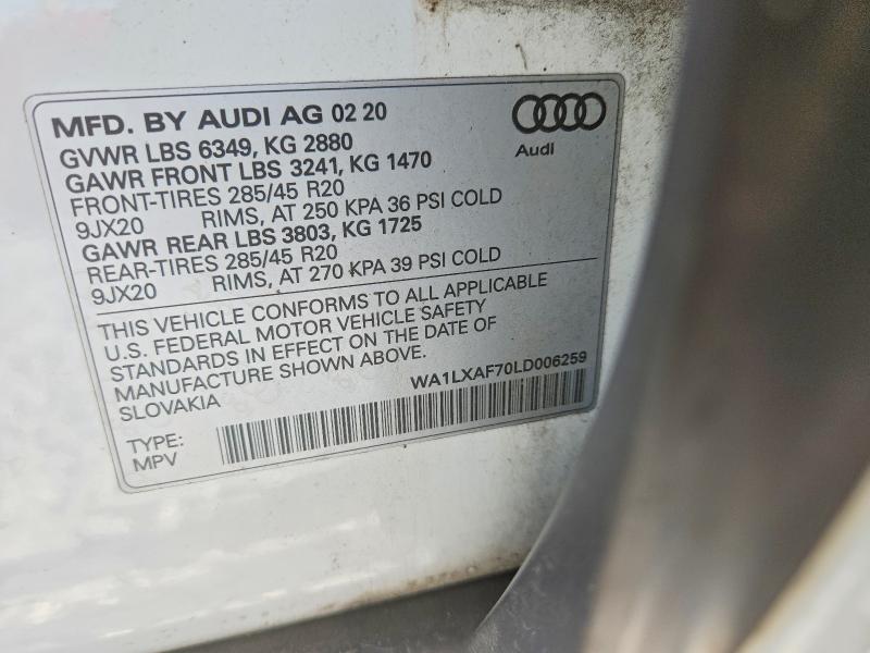 Aukcja sprzedaży 2020 Audi Q7, vin: WA1LXAF70LD006259, numer aukcji: 65824906