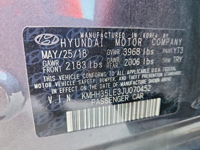 2018 Hyundai Elantra Gt მანქანა იყიდება აუქციონზე, vin: KMHH35LE3JU070452, აუქციონის ნომერი: 65445796