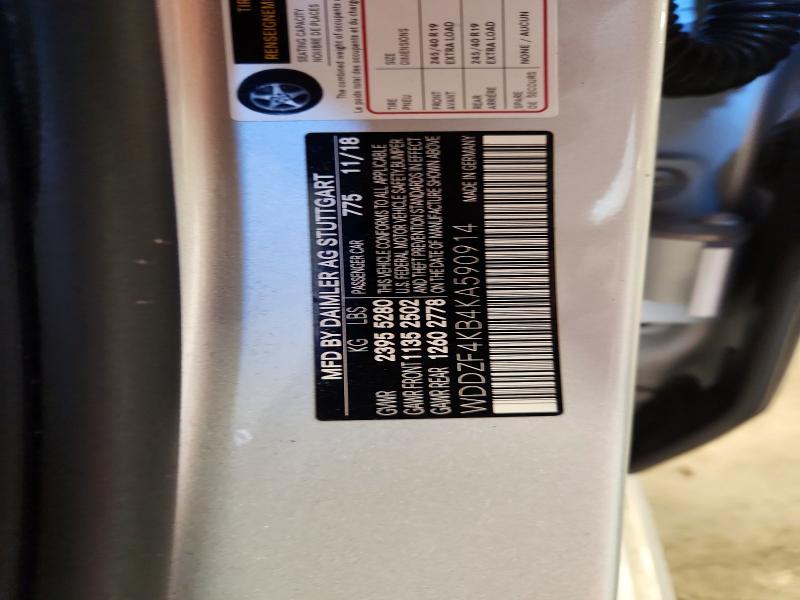 63855066 :رقم المزاد ، WDDZF4KB4KA590914 vin ، 2019 Mercedes-benz E مزاد بيع