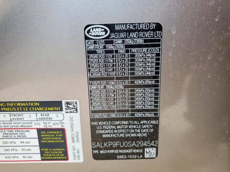 Продаж на аукціоні авто 2025 Land Rover Range Rover, vin: SALKP9FU0SA294542, номер лоту: 65939086
